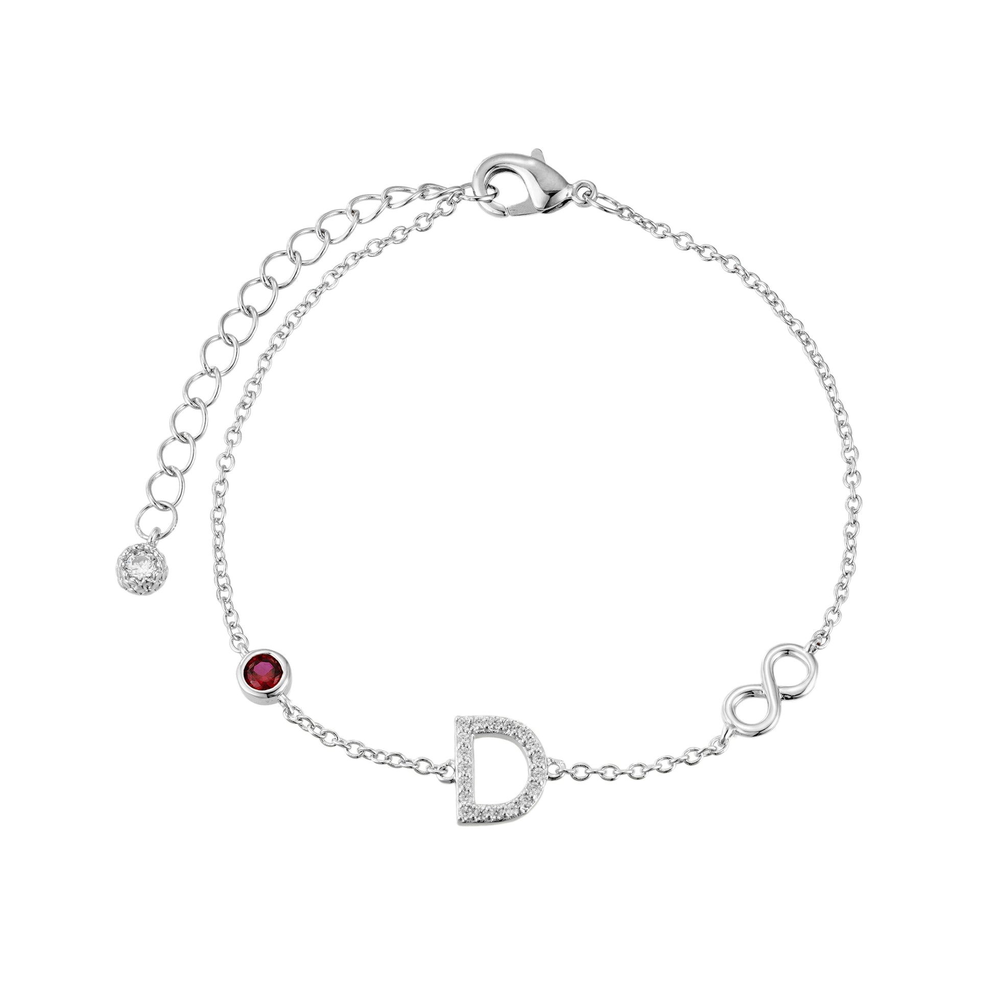 Pulsera Inicial Plata con Detalles de Infinito