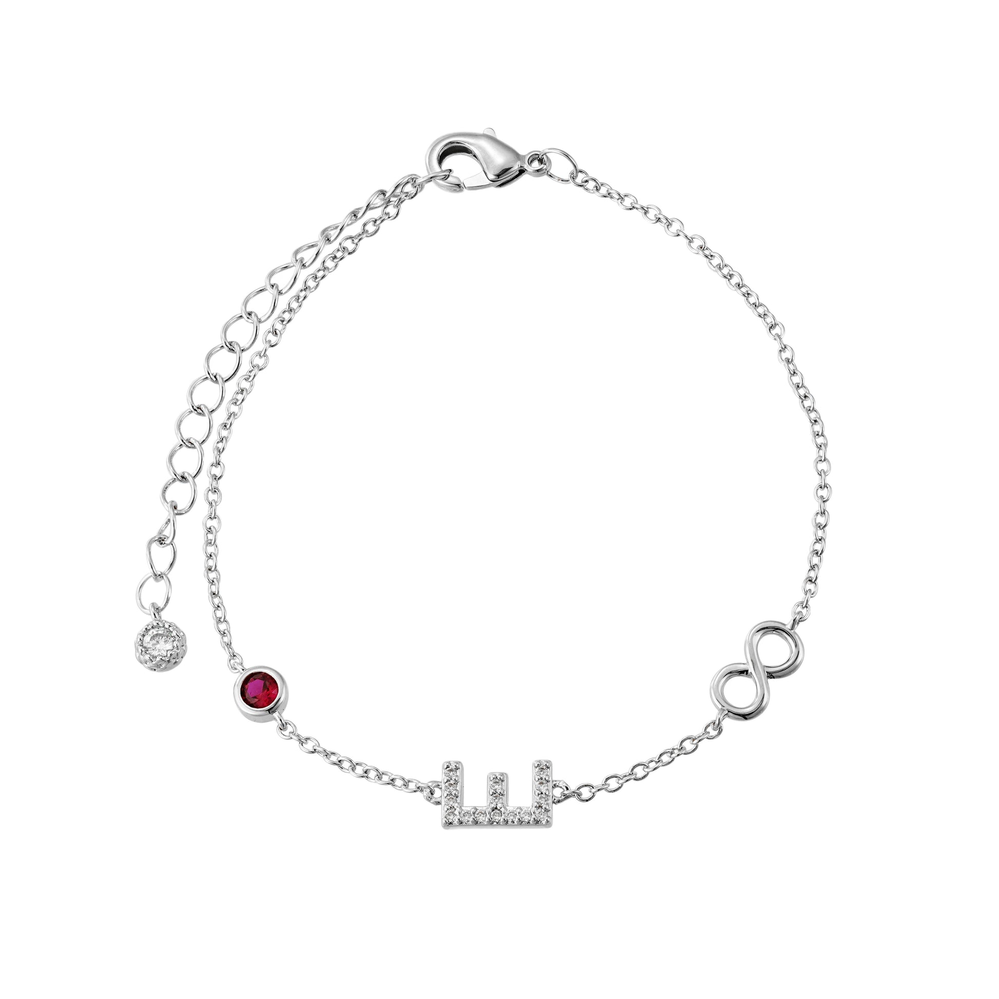 Pulsera Inicial Plata con Detalles de Infinito