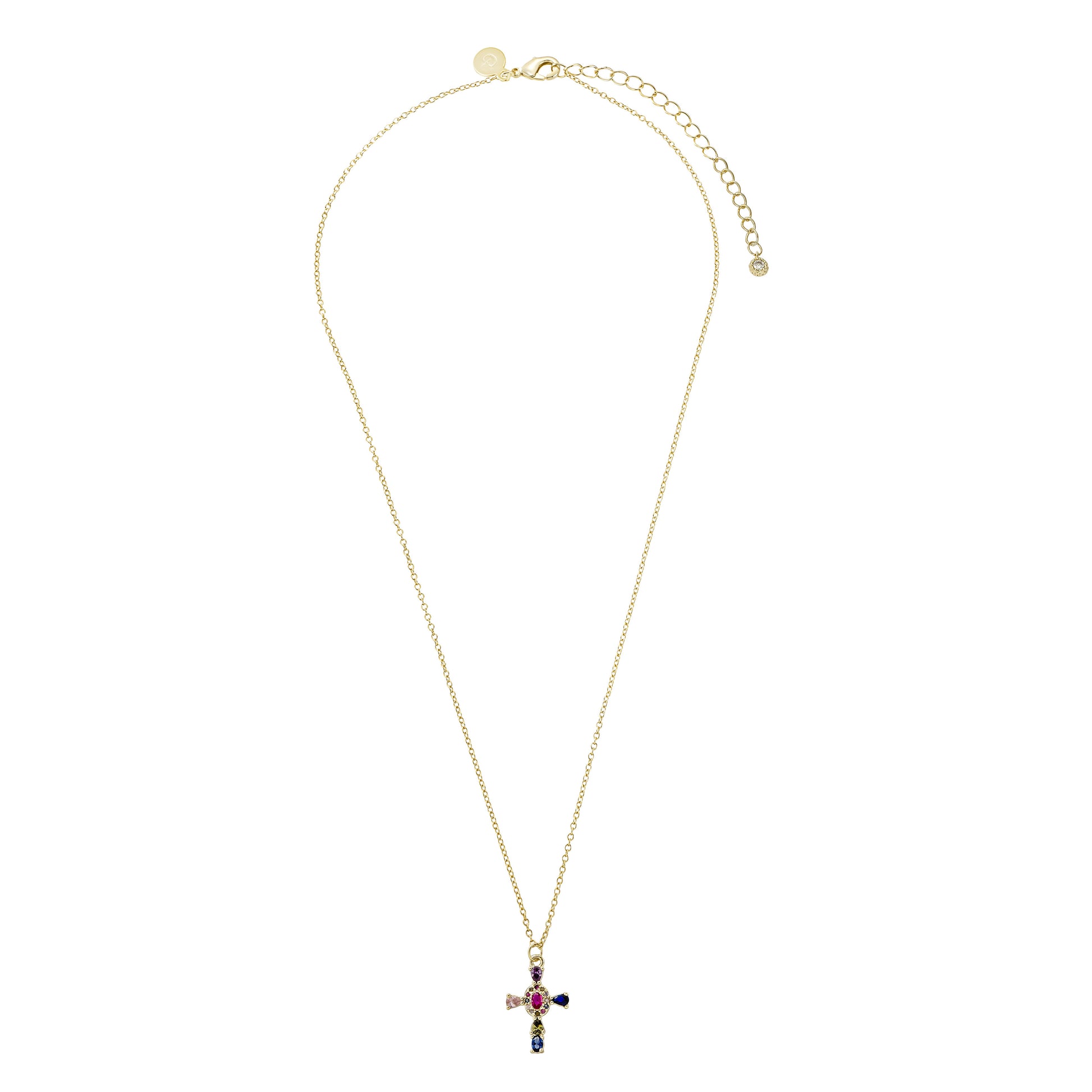 Collar Cruz Dorada con Circonias