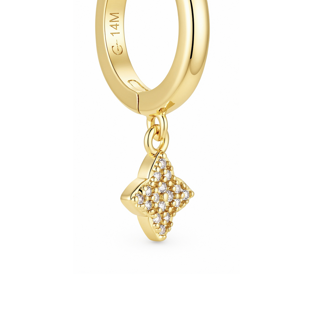Aretes Huggies Trebol con Zirconias