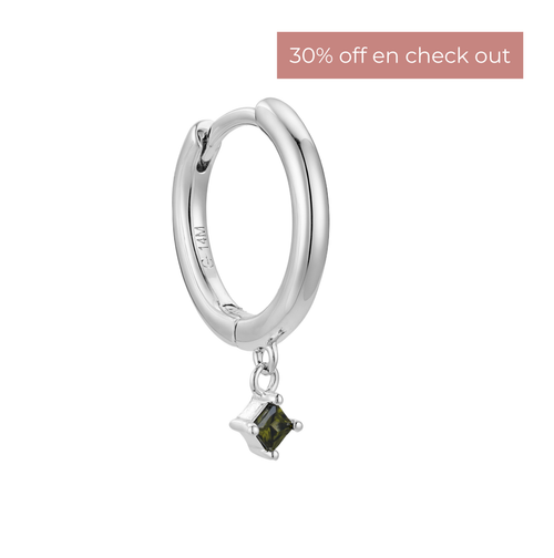 Arete Huggie Plata con Circonia Verde