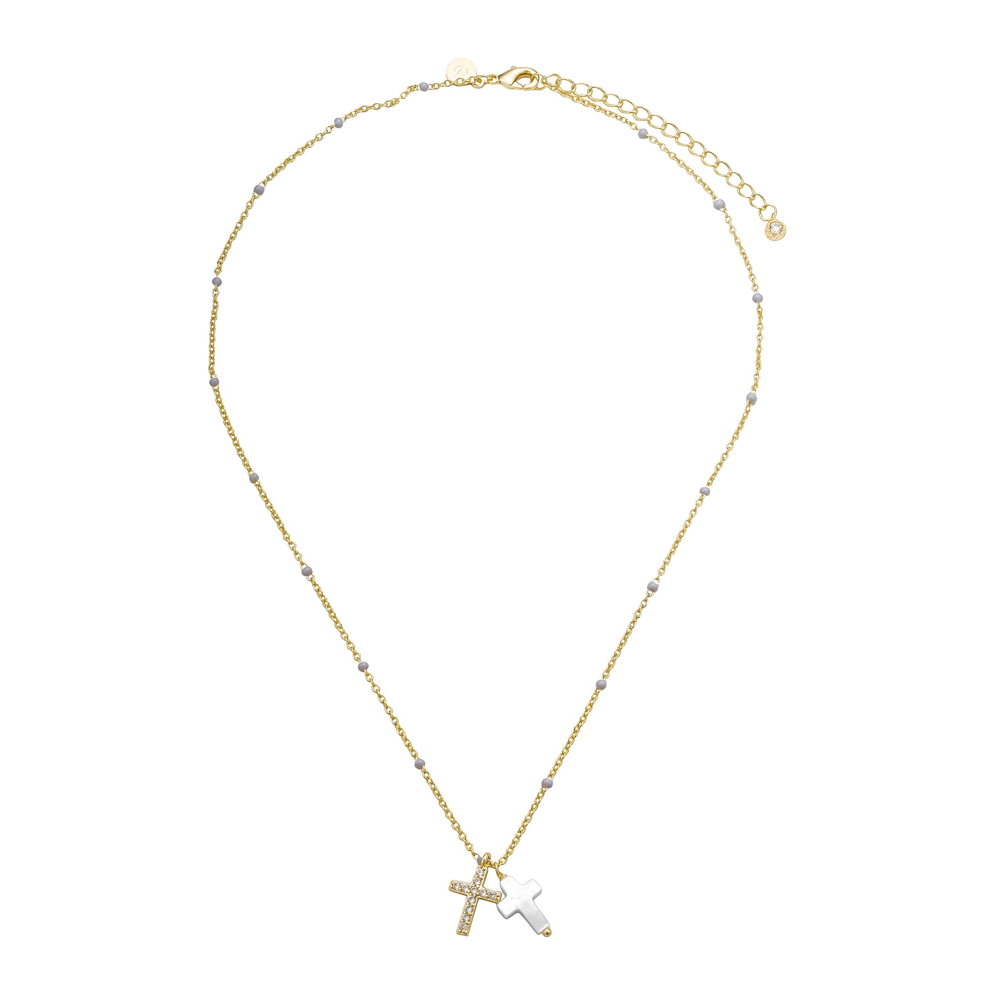 Collar Doble Cruz Madre Perla