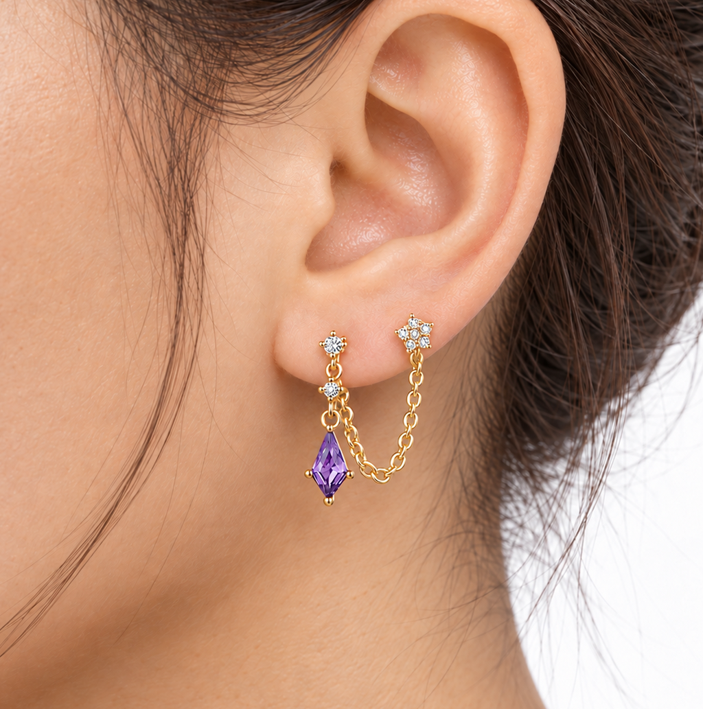 PIERCING DOUBLE ESTRELLA Y DESTELLO