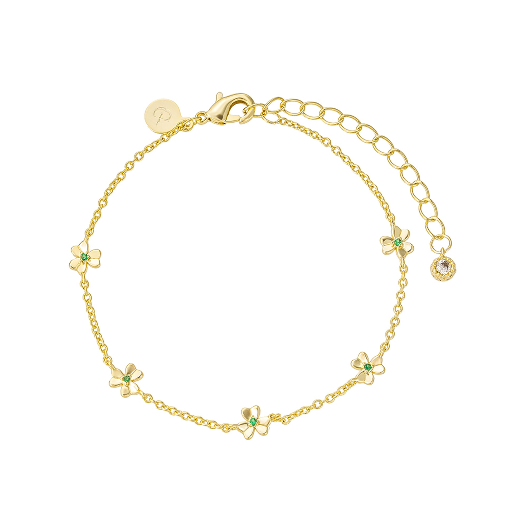 Set de Collar y Pulsera Flor con Circonia Verde