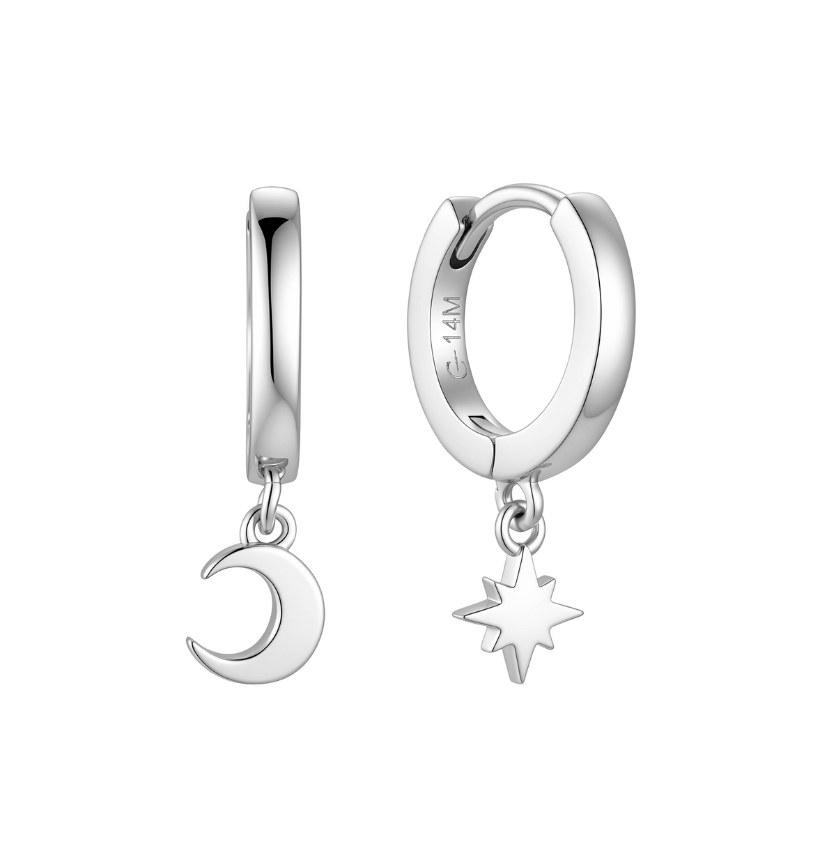 Aretes Huggies Luna y Estrella
