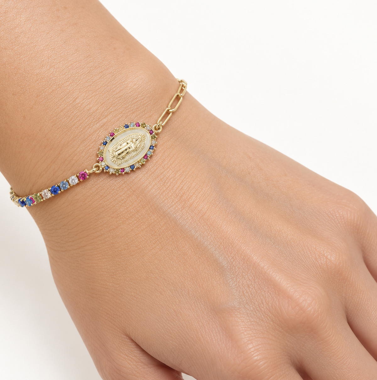Pulsera la Guadalupana con Circonias