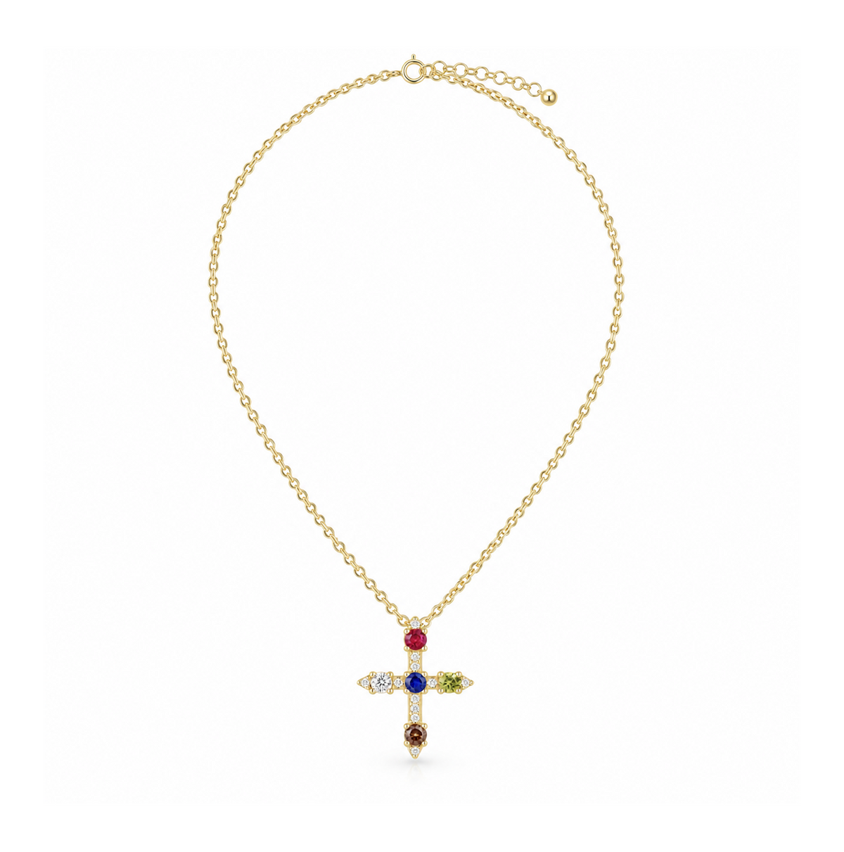 Collar Cruz con Circonias Multicolor