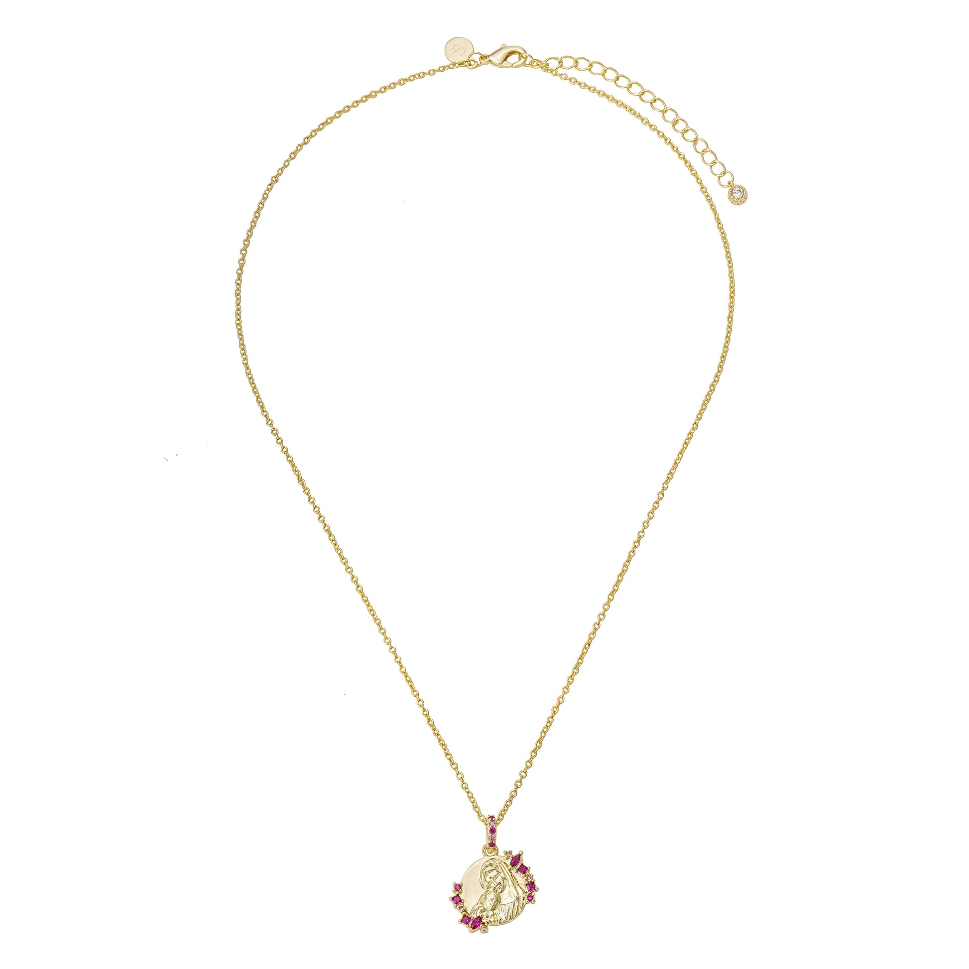 Collar Virgen con Niño y Detalles Rosas