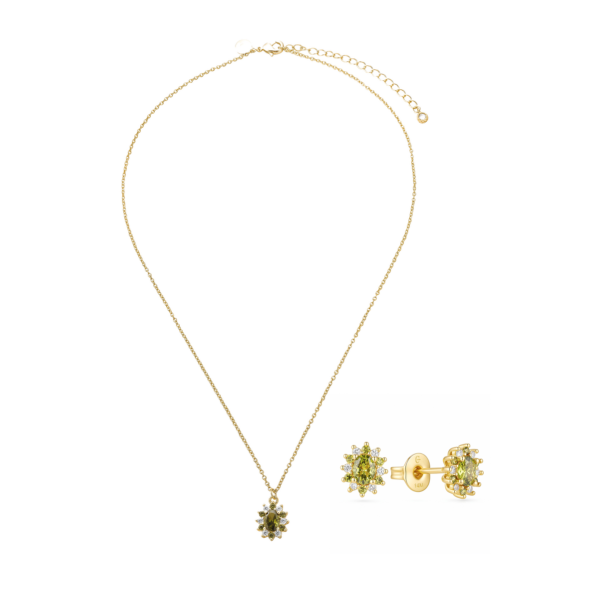 SET ARETES Y COLLAR VERDE