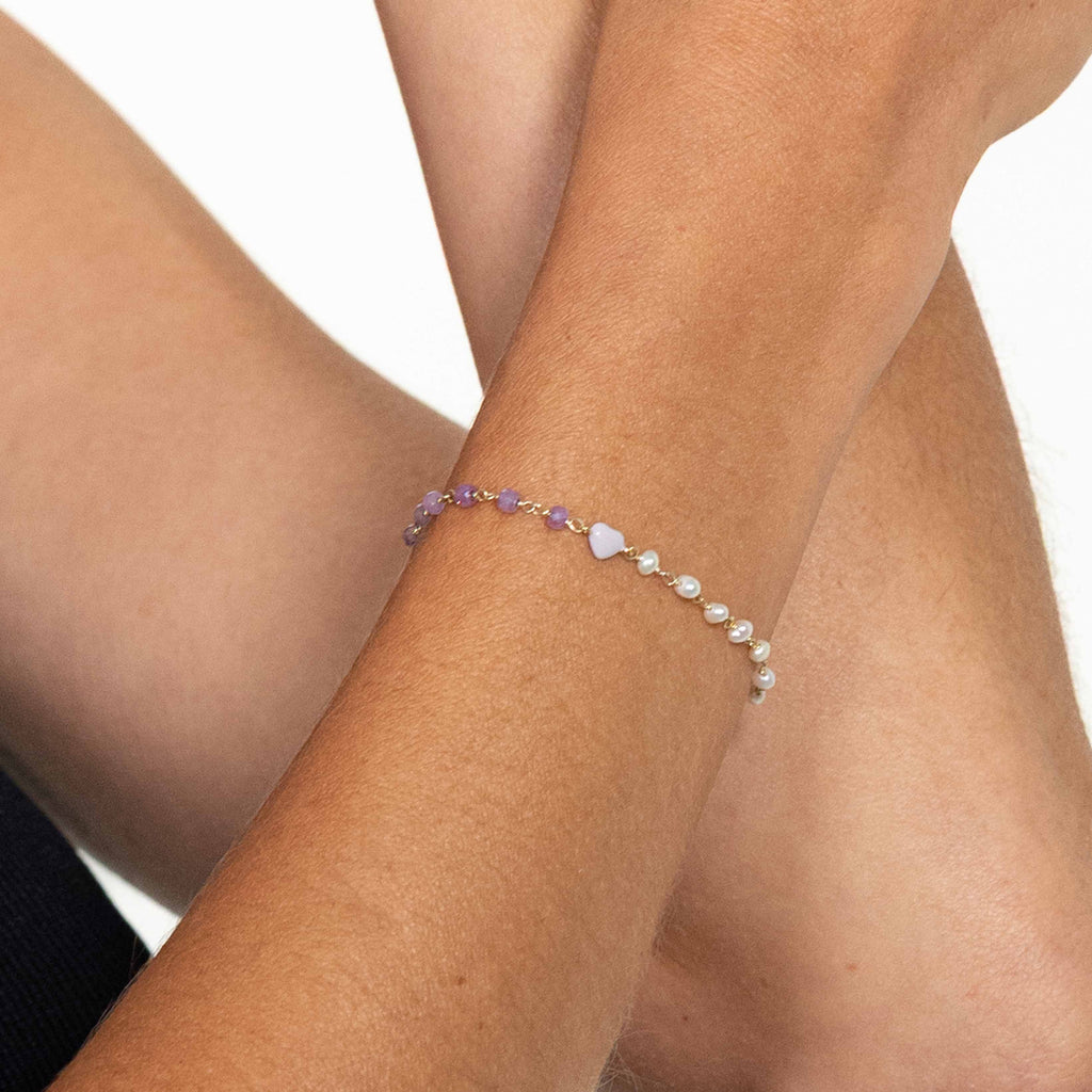 Pulsera Corazón con Perlas