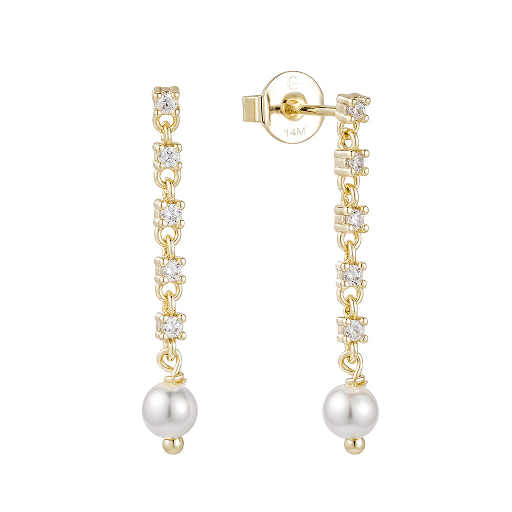 Aretes Largos con Perla