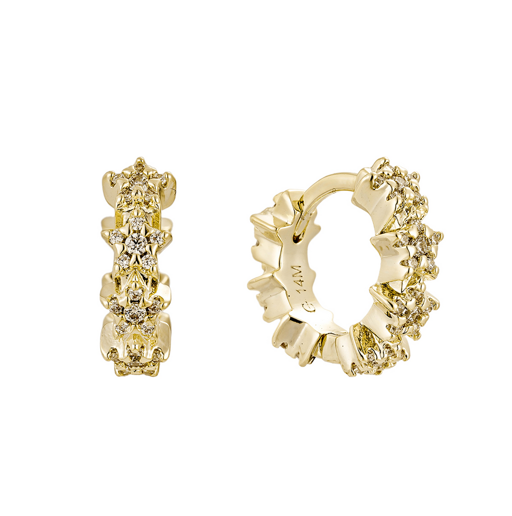 Aretes Huggies Estrellas con Zirconias
