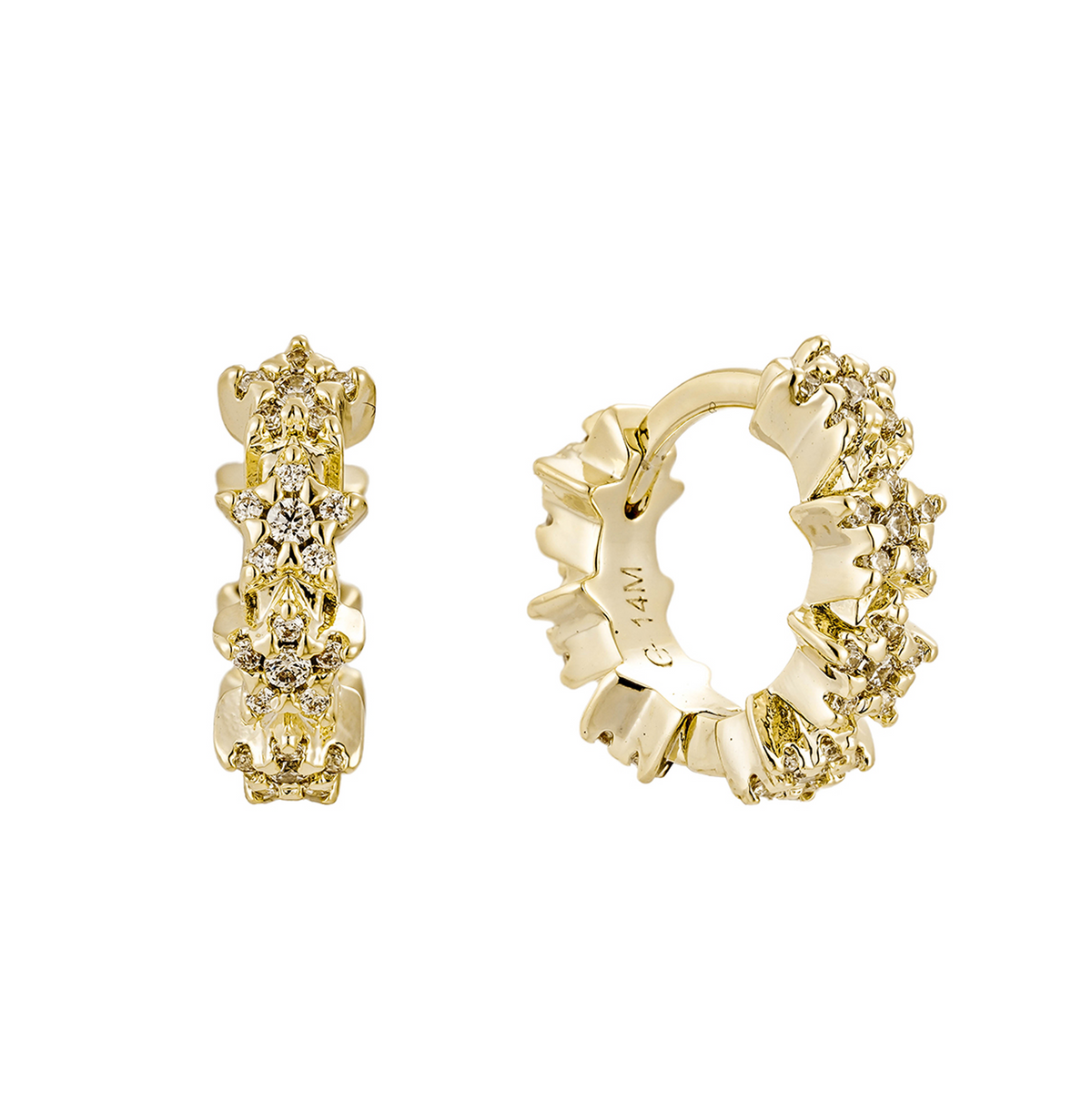 Aretes Huggies Estrellas con Zirconias