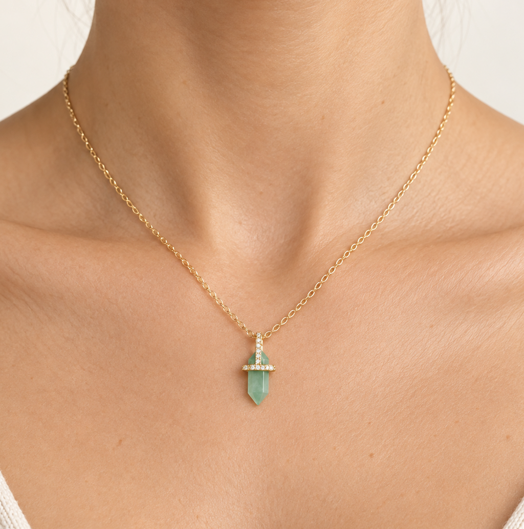 Collar Pendulo Cuarzo Jade