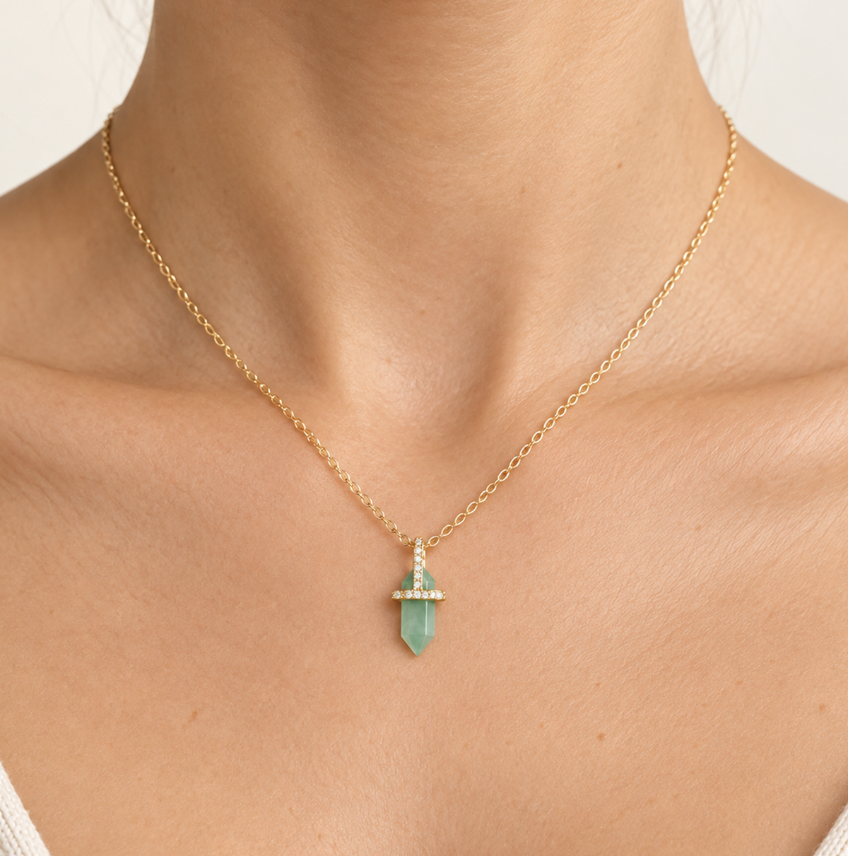 Collar Pendulo Cuarzo Jade