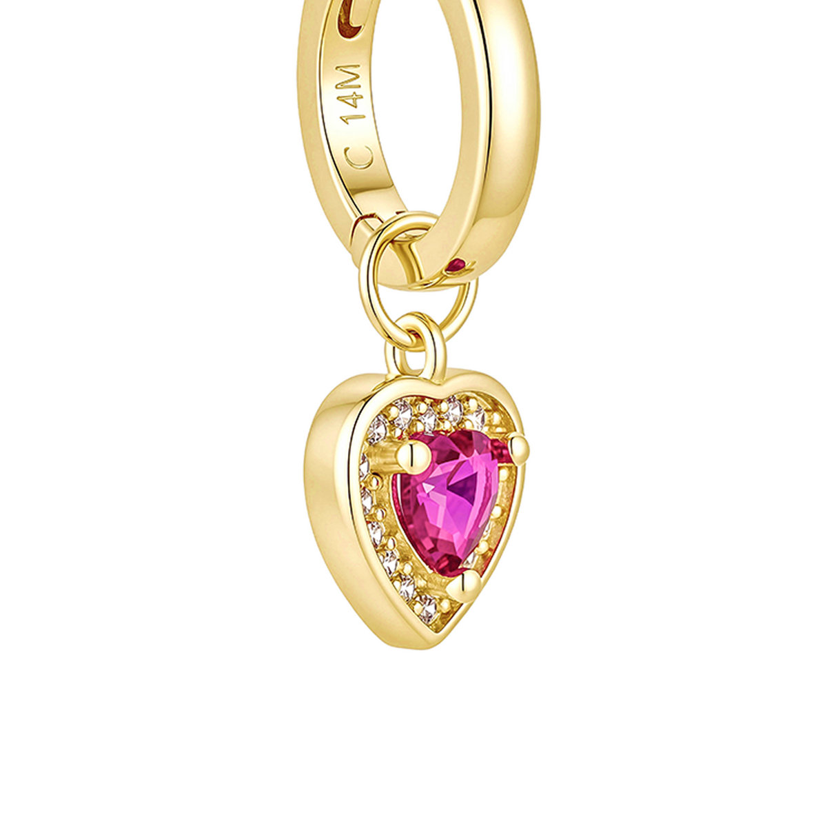 Aretes Huggies Corazón Fucsia