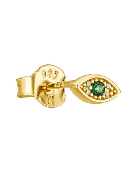 Piercing Ojo con Circonia en Verde Plata 925 con baño de Oro 18k