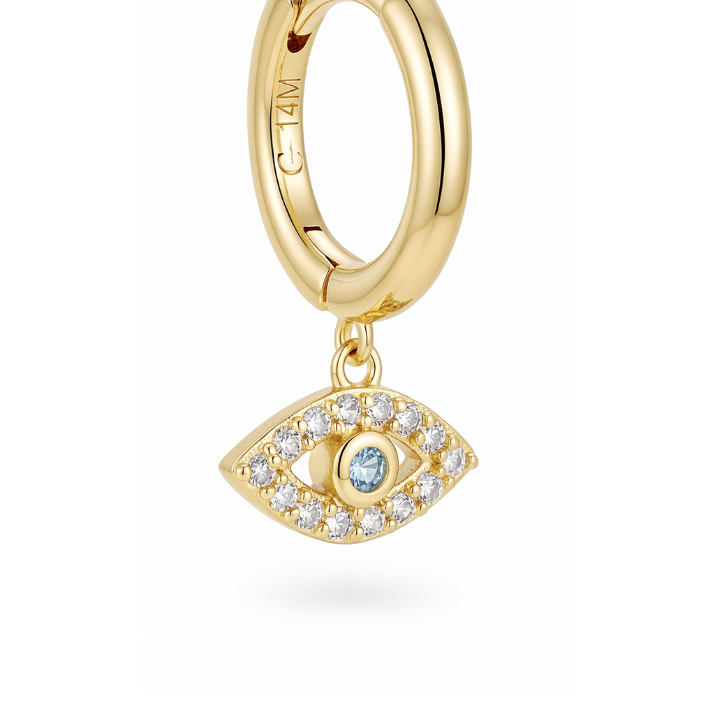 Aretes Huggies Ojo Turco con Zirconias