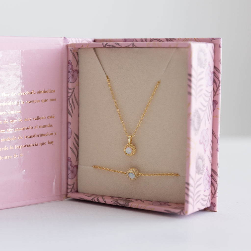 Set Collar y Pusera Flor de Alcachofa