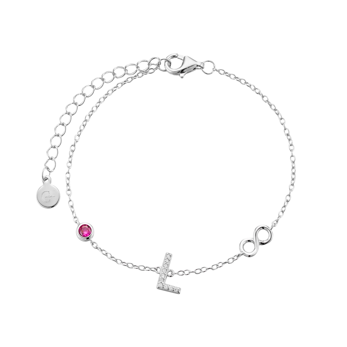 Pulsera Infinito con Letra L y Circonia