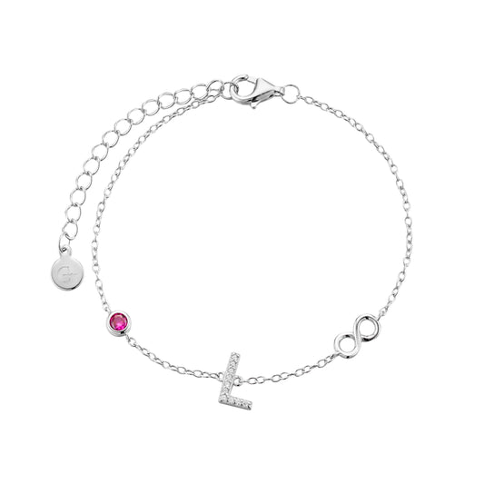 Pulsera Infinito con Letra L y Circonia