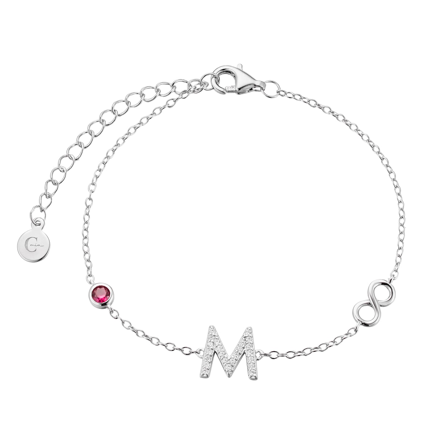 Pulsera Infinito con Letra M y Circonia