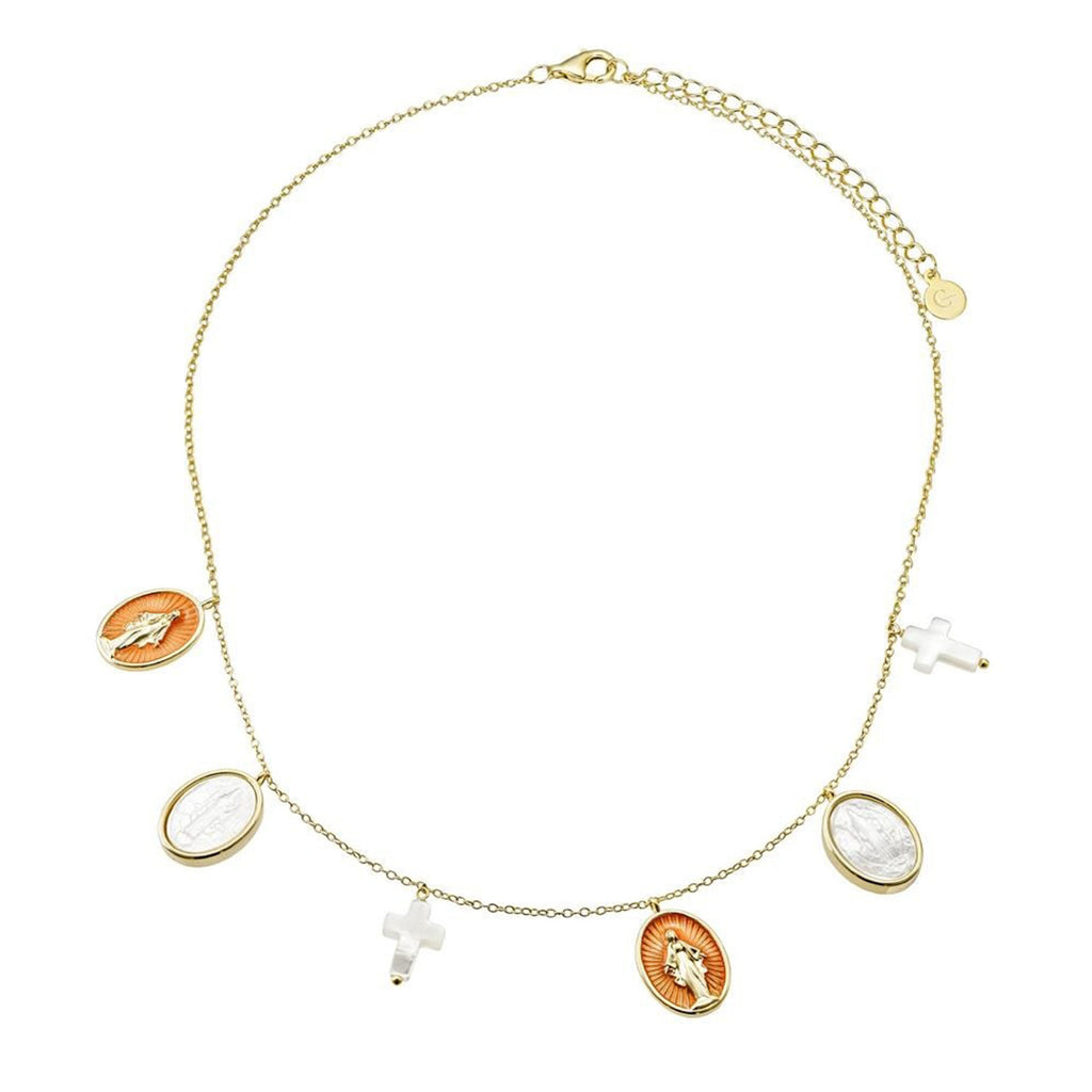 Collar Dorado con Dijes Religiosos