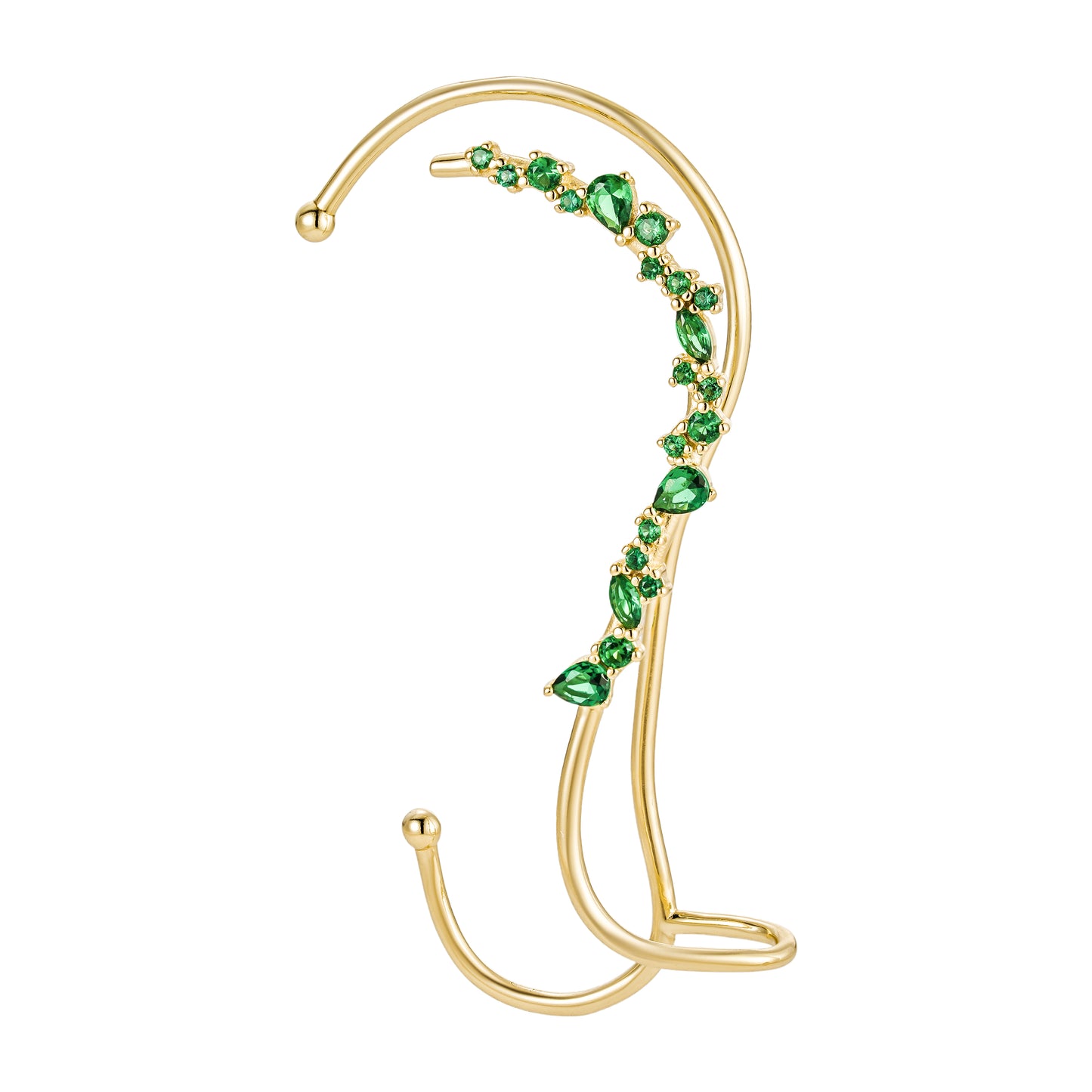 Earcuff con Circonias Verdes Esmeralda