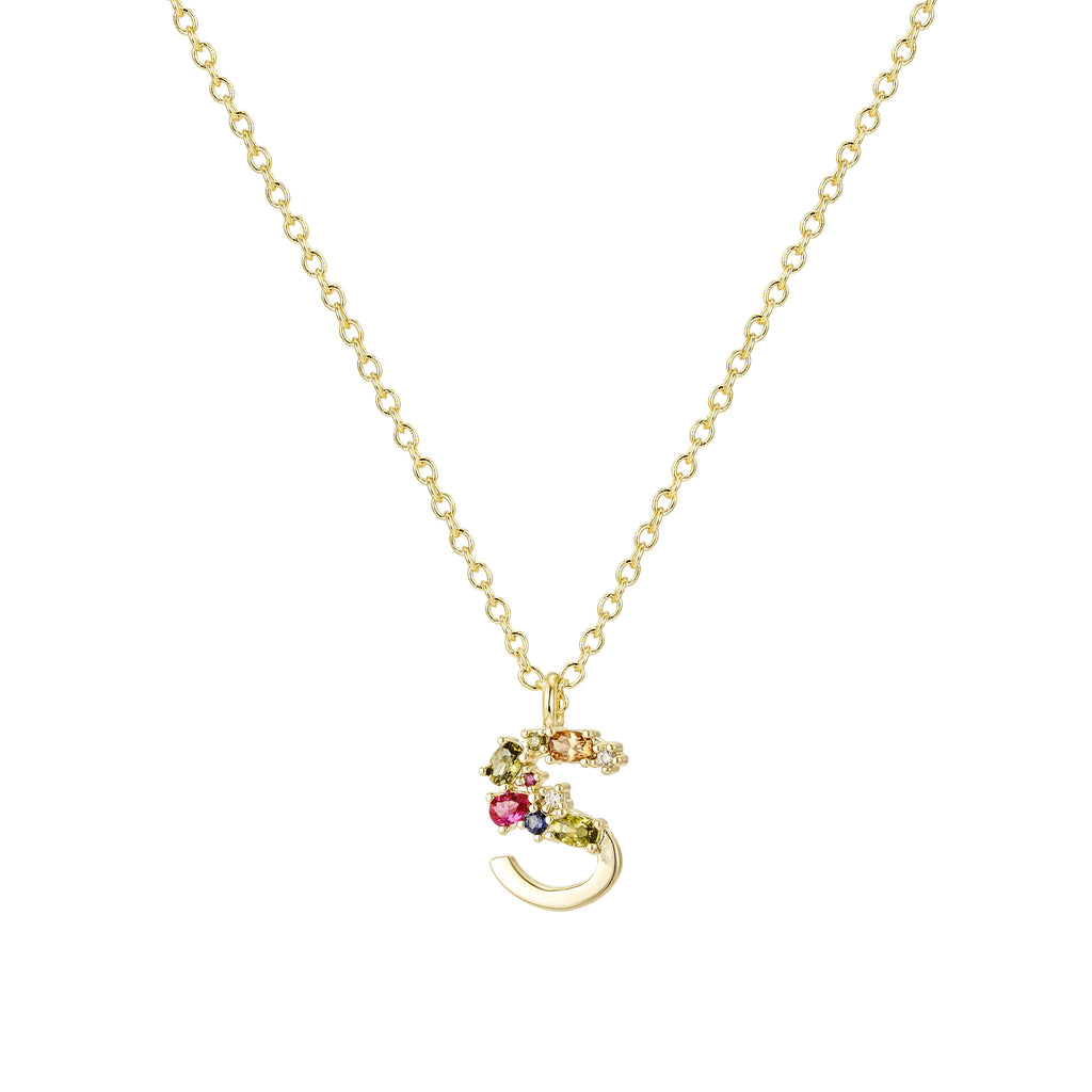 Collar Dorado con Inicial y Circonias