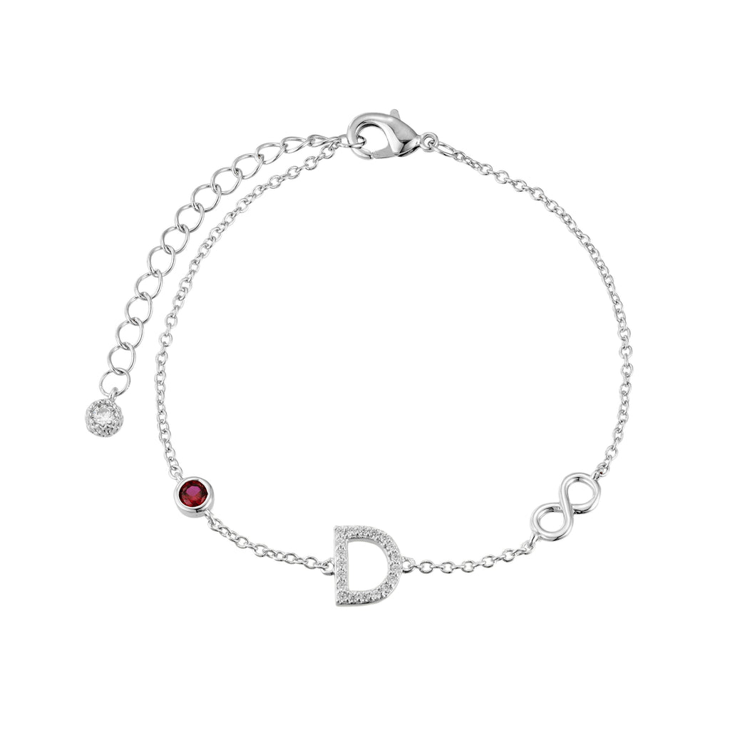 Pulsera Inicial Plata con Detalles de Infinito