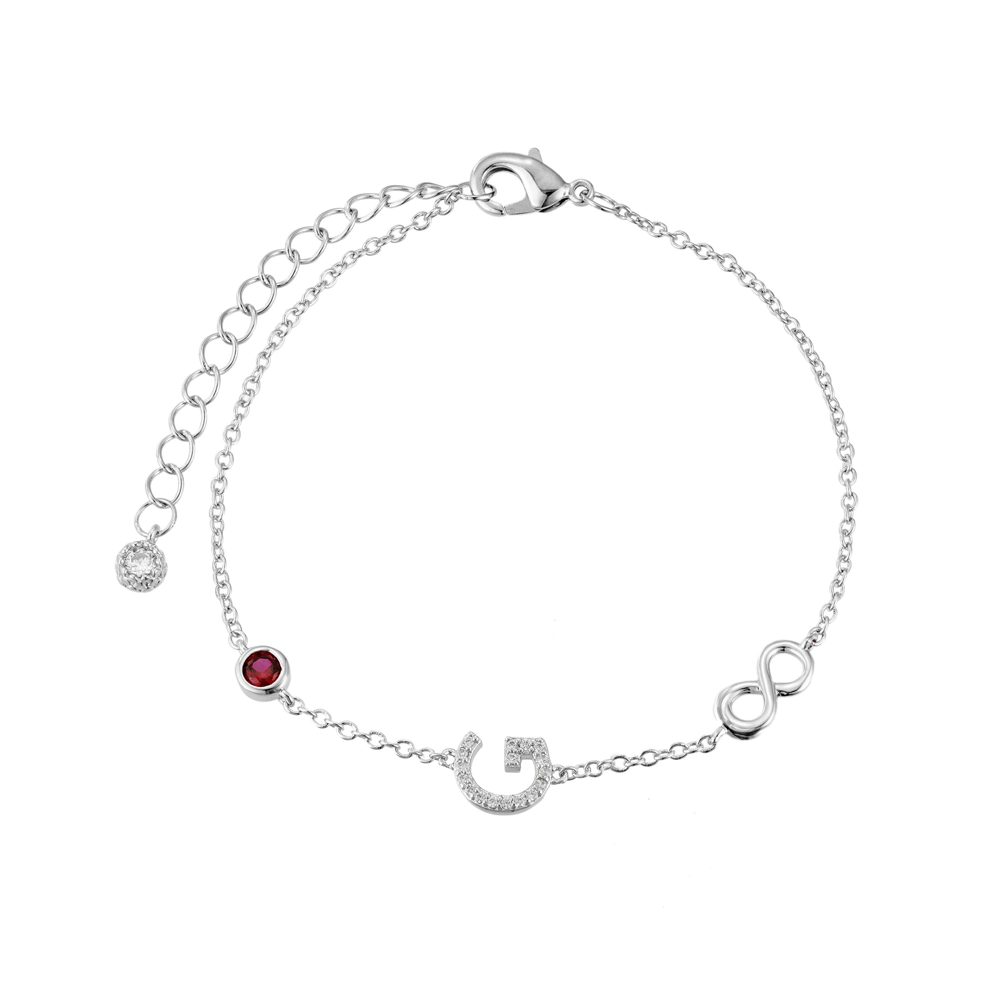 Pulsera Inicial Plata con Detalles de Infinito
