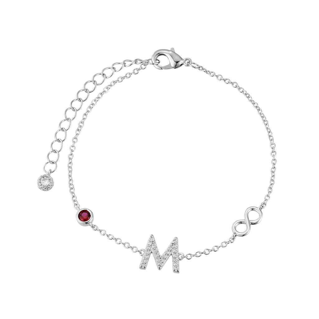 Pulsera Inicial Plata con Detalles de Infinito