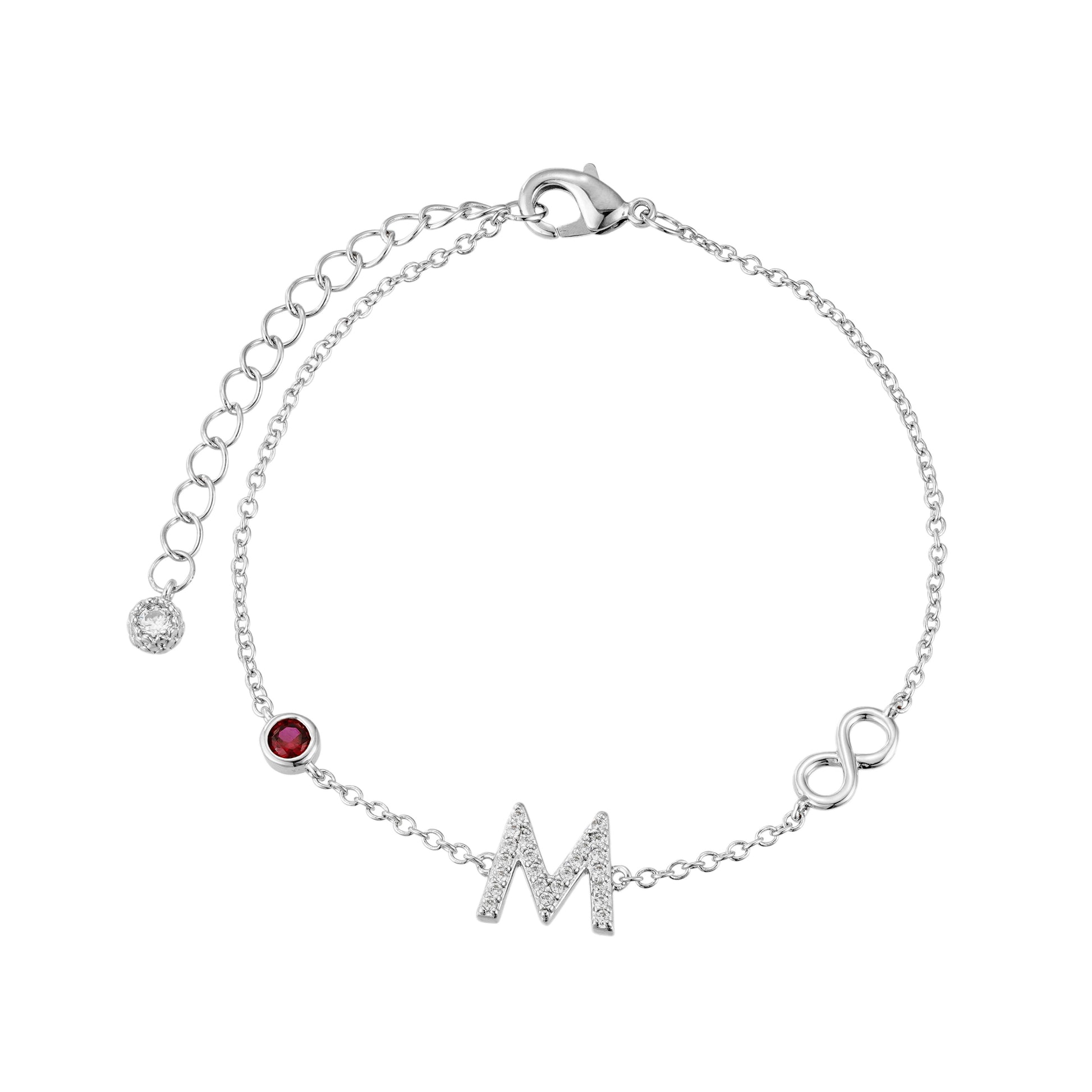 Pulsera Inicial Plata con Detalles de Infinito