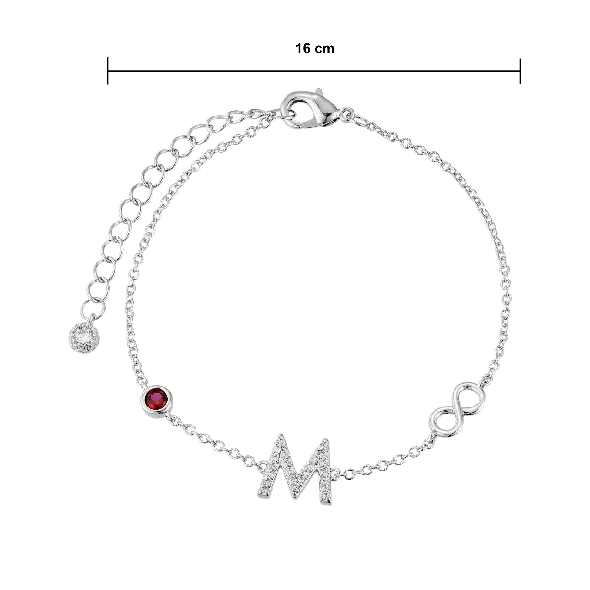 Pulsera Inicial Plata con Detalles de Infinito