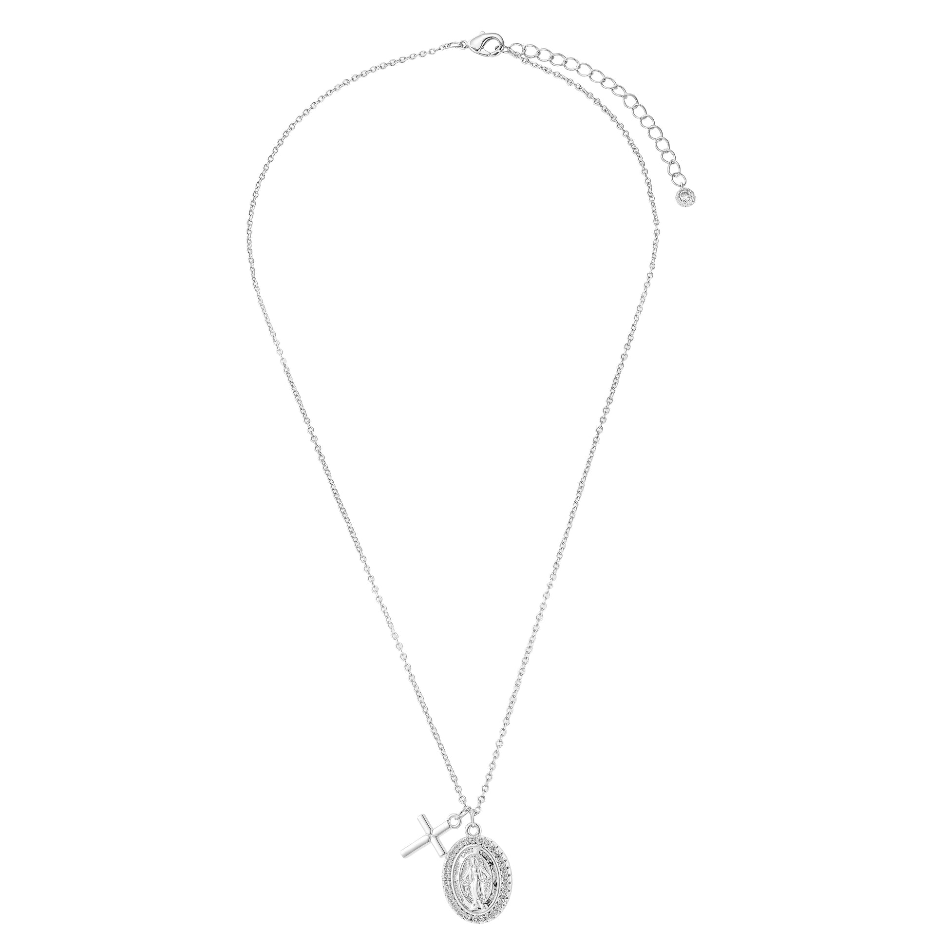 Collar Virgen Milagrosa y Cruz.