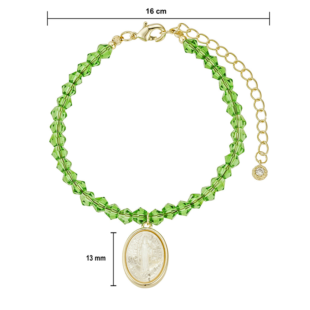 Pulsera San Benito con Dije Tallado en Piedra Madre