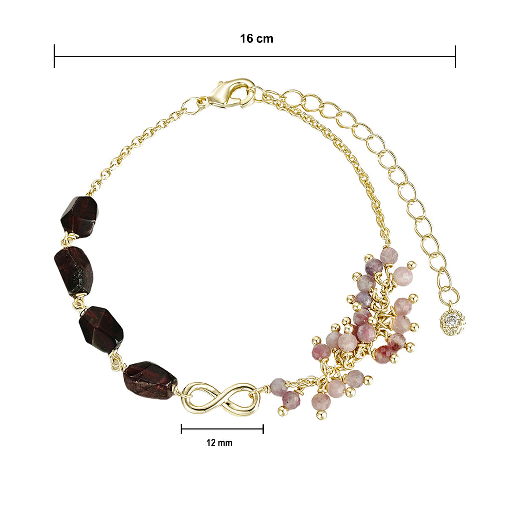 Pulsera Lila con Símbolo de Infinito y Piedras Naturales