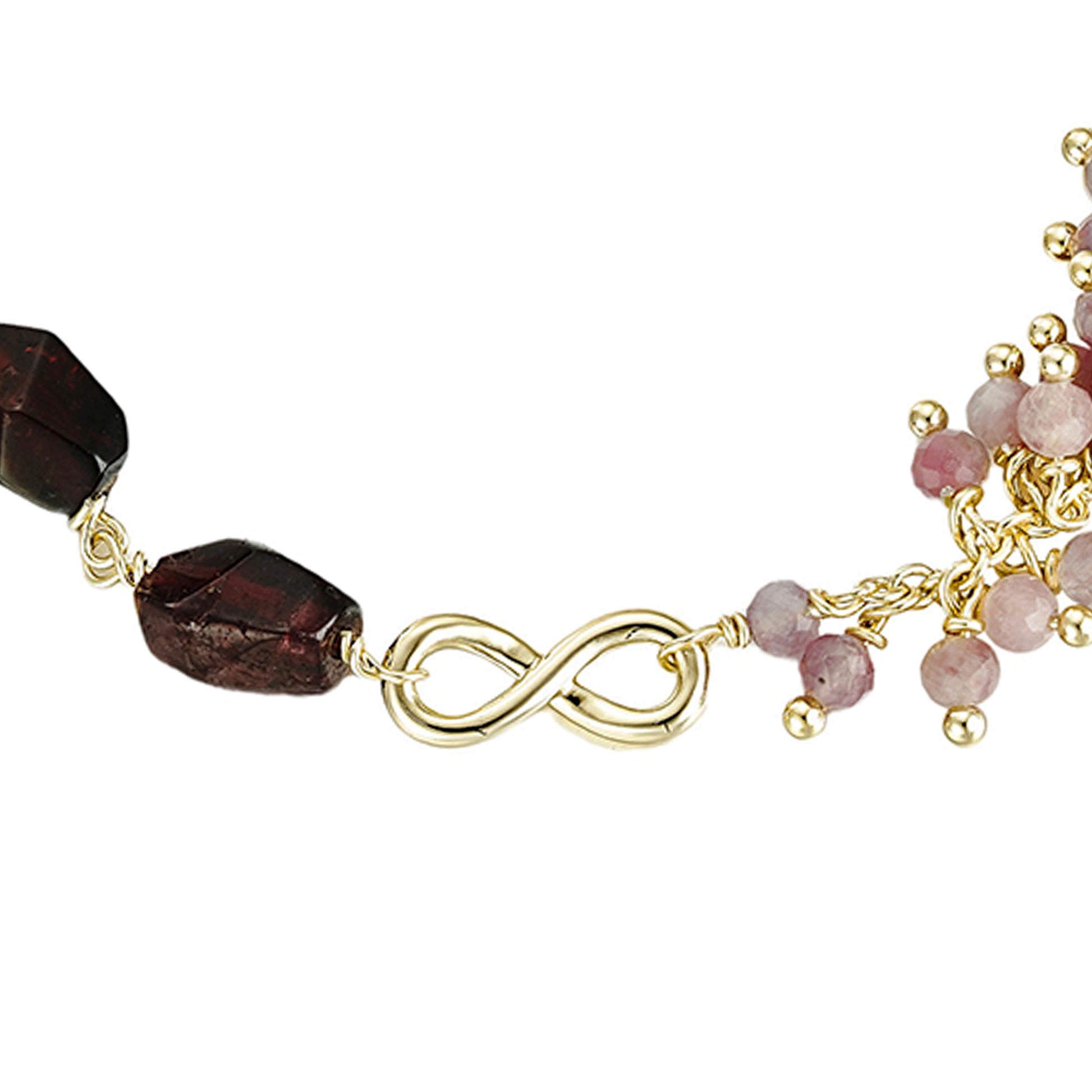 Pulsera Rosa con Símbolo de Infinito y Piedras Naturales