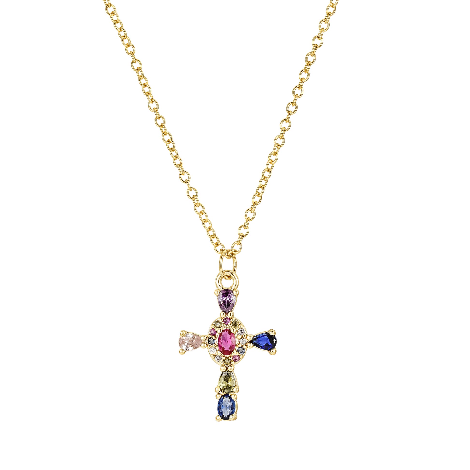 Collar Cruz Dorada con Circonias