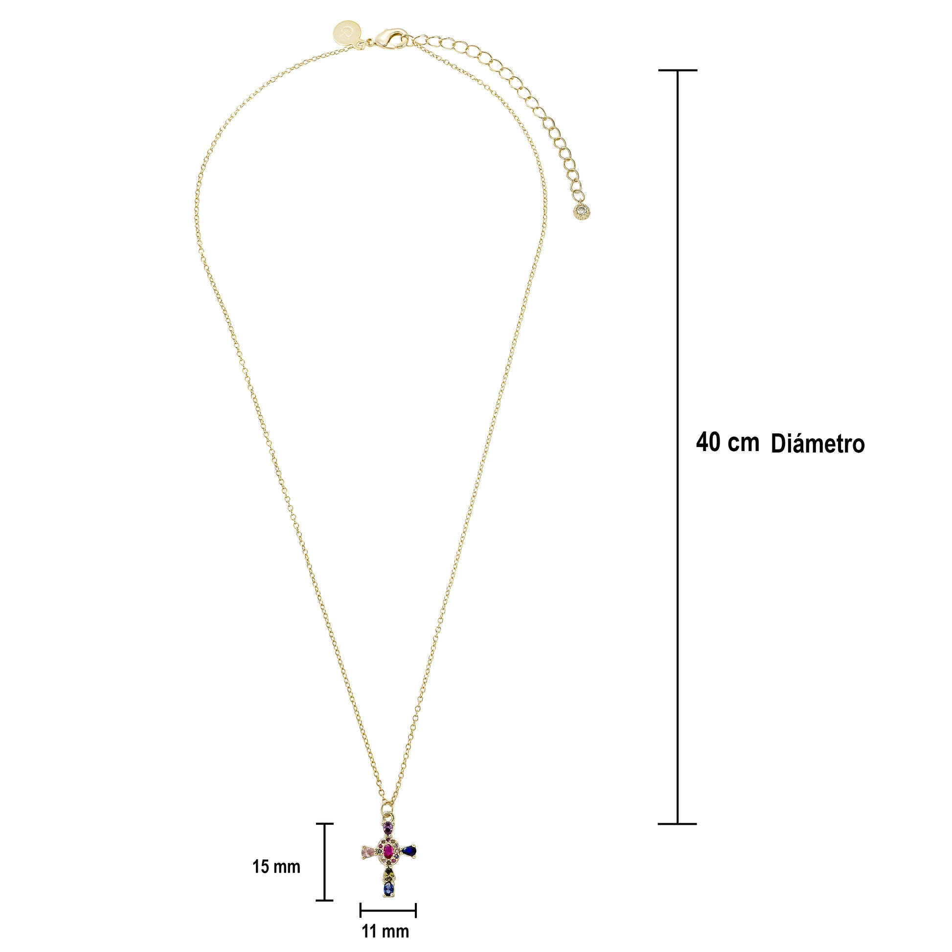 Collar Cruz Dorada con Circonias