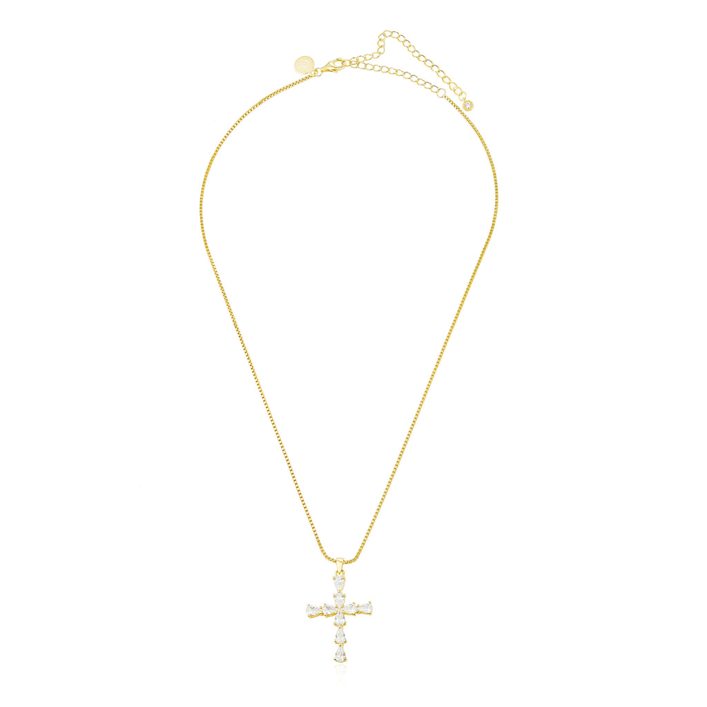 Collar Cruz Dorada con Circonias