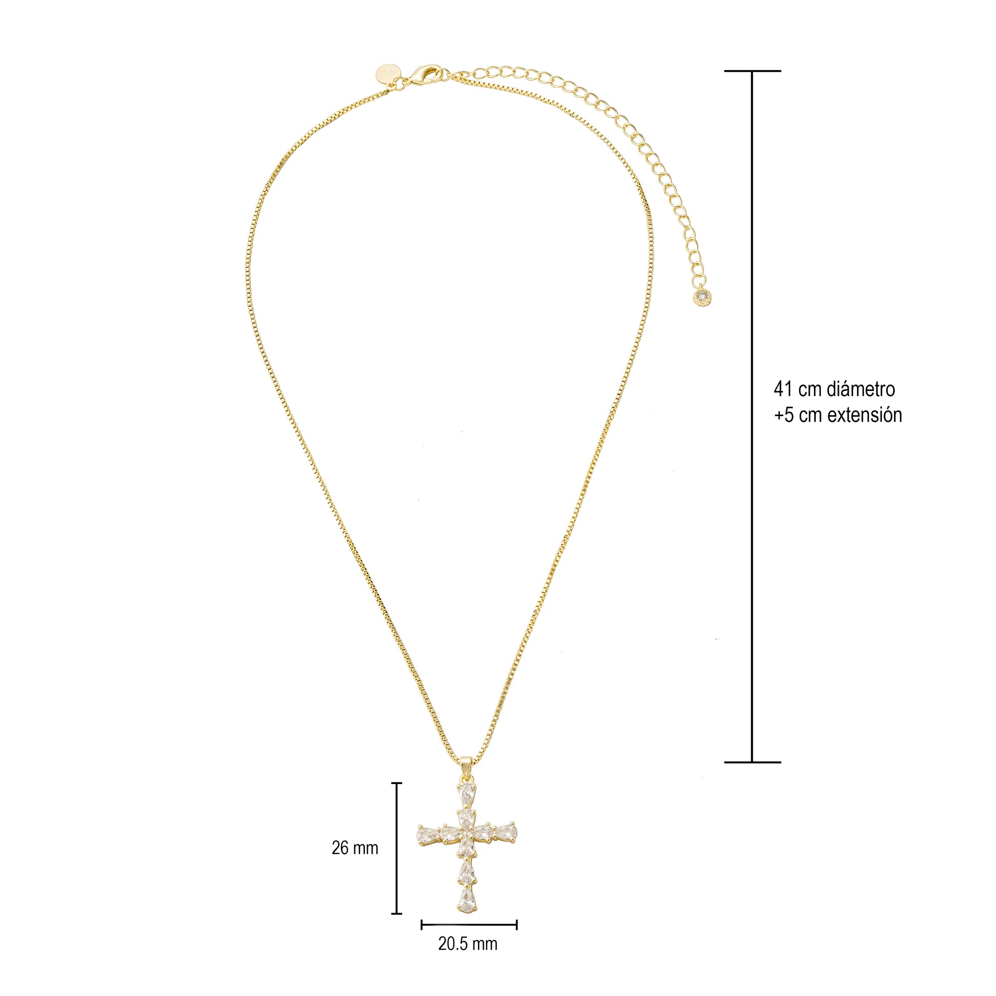 Collar Cruz Dorada con Circonias