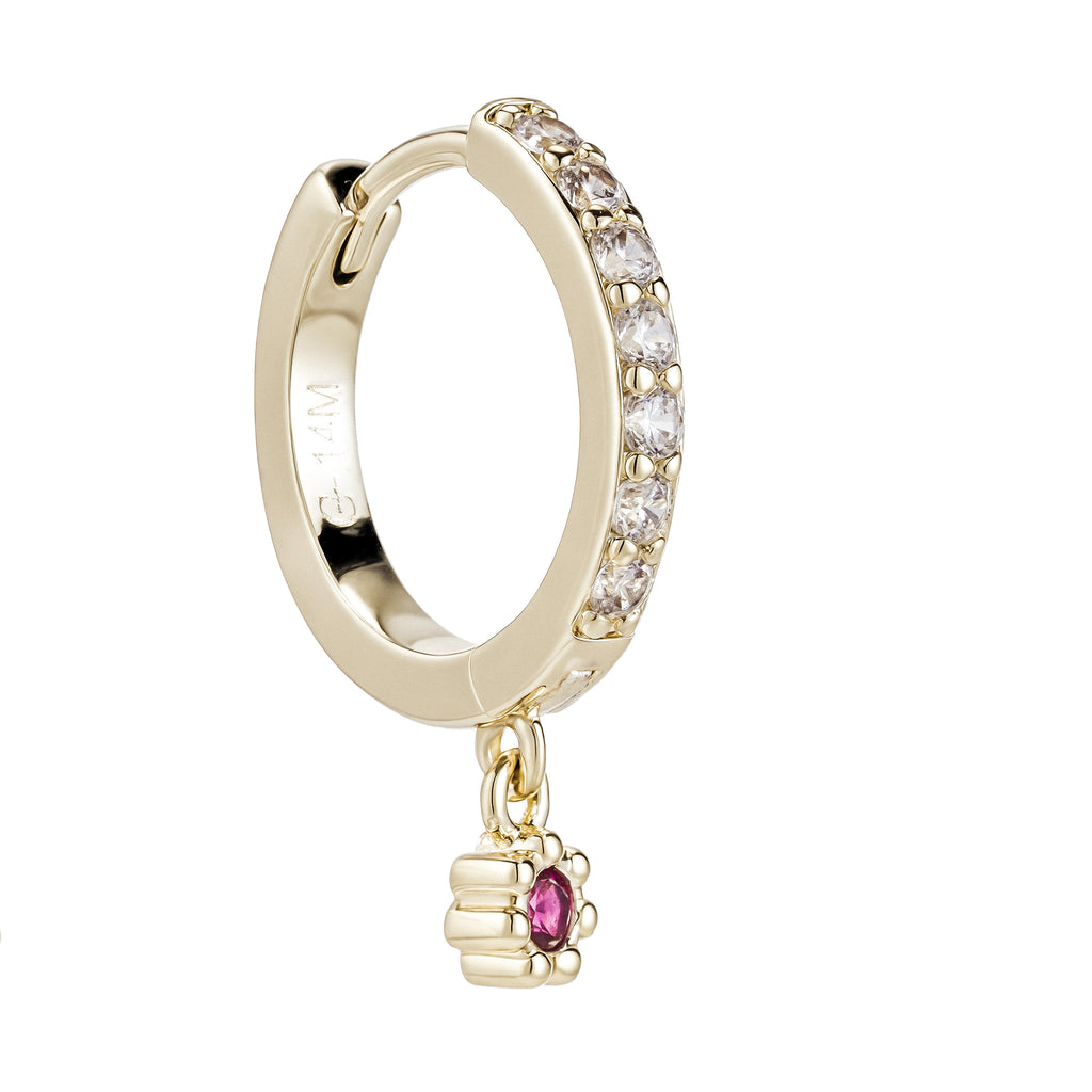 Aretes Brillantes con Dije Flor Rubí