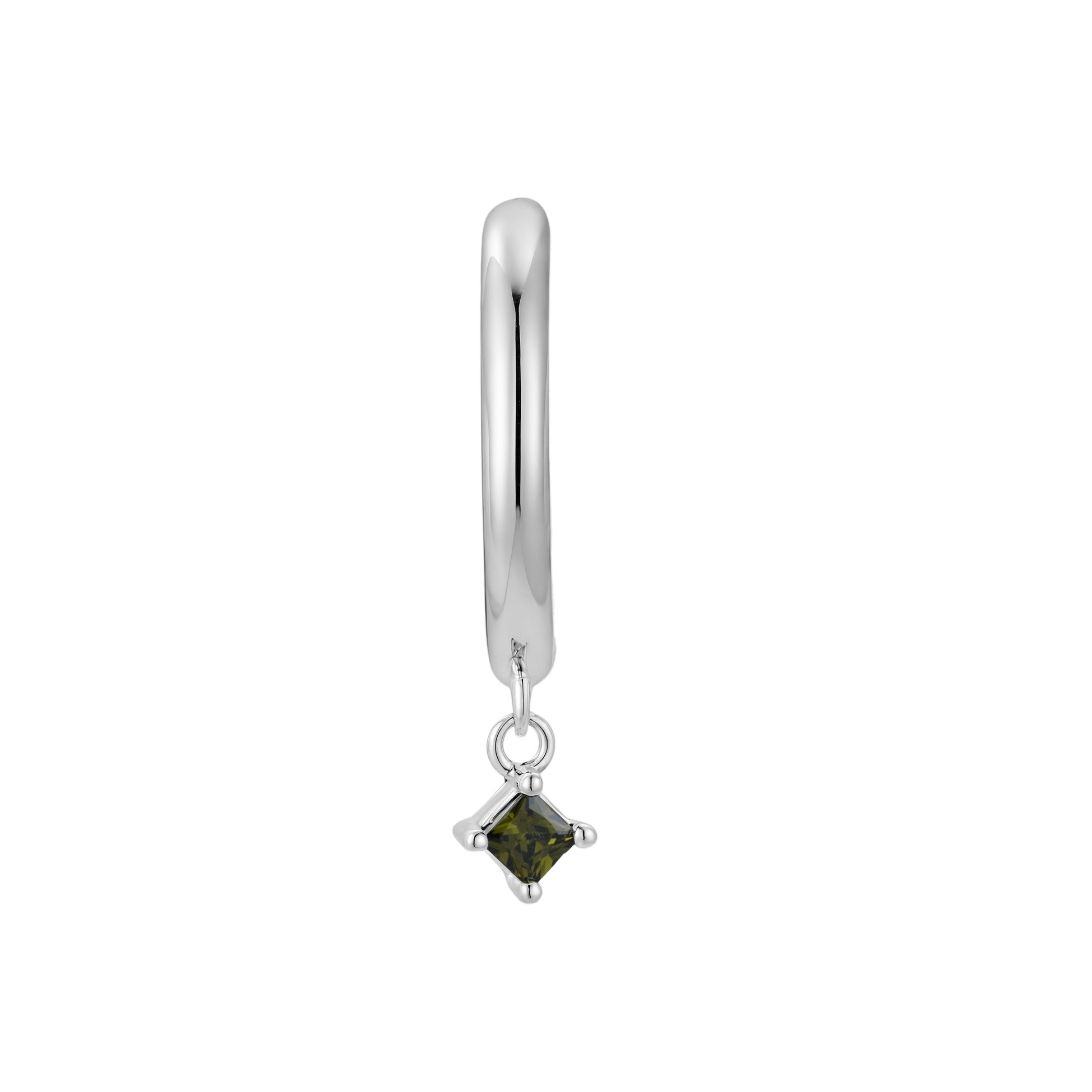 Arete Huggie Plata con Circonia Verde