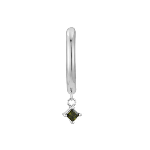Arete Huggie Plata con Circonia Verde