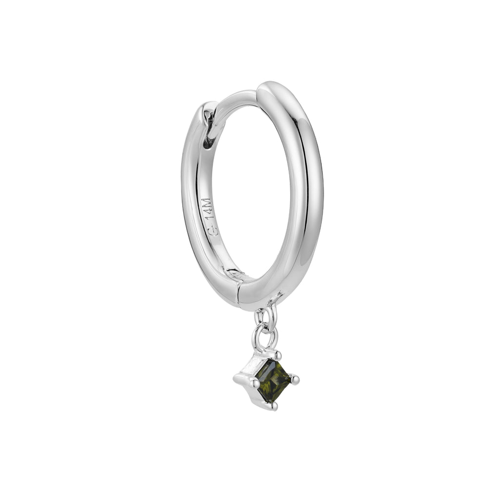 Arete Huggie Plata con Circonia Verde