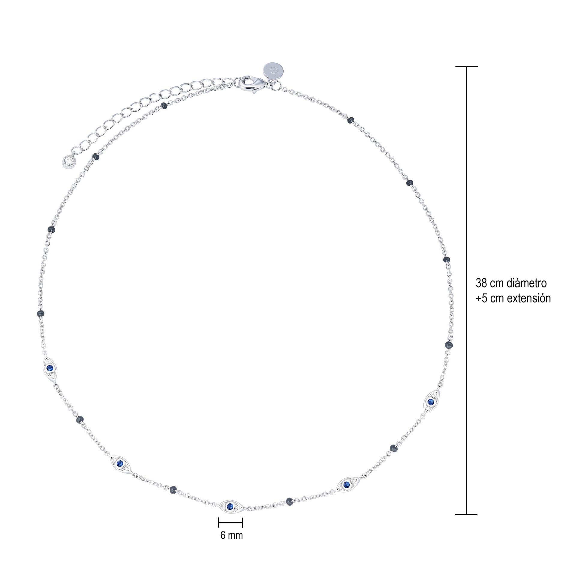 Collar ojo Turco Plateado