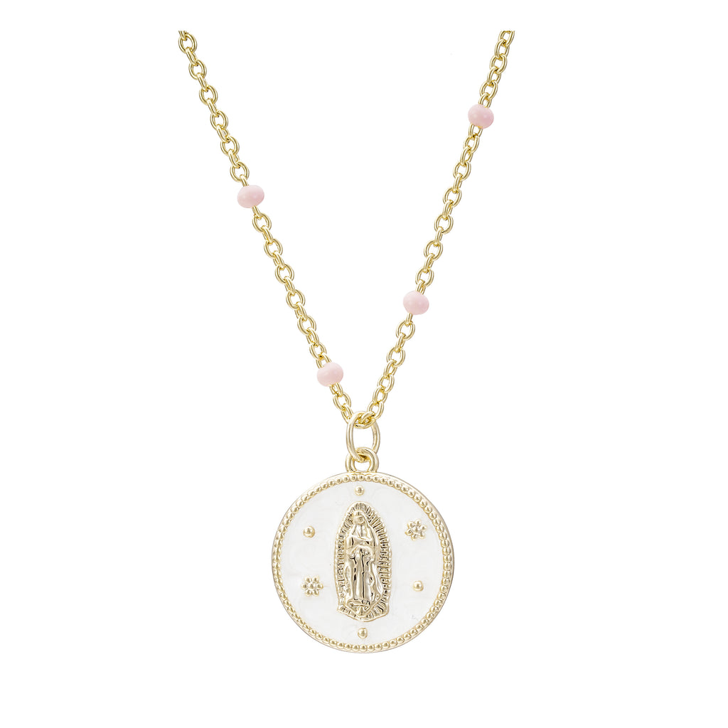 Collar Virgen de Guadalupe tallado en Madre Perla