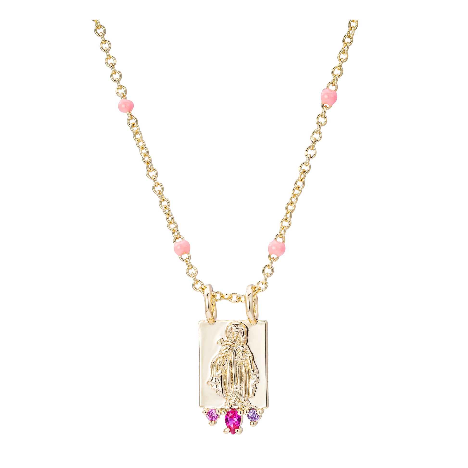 Collar Virgen Milagrosa Cluster Coral