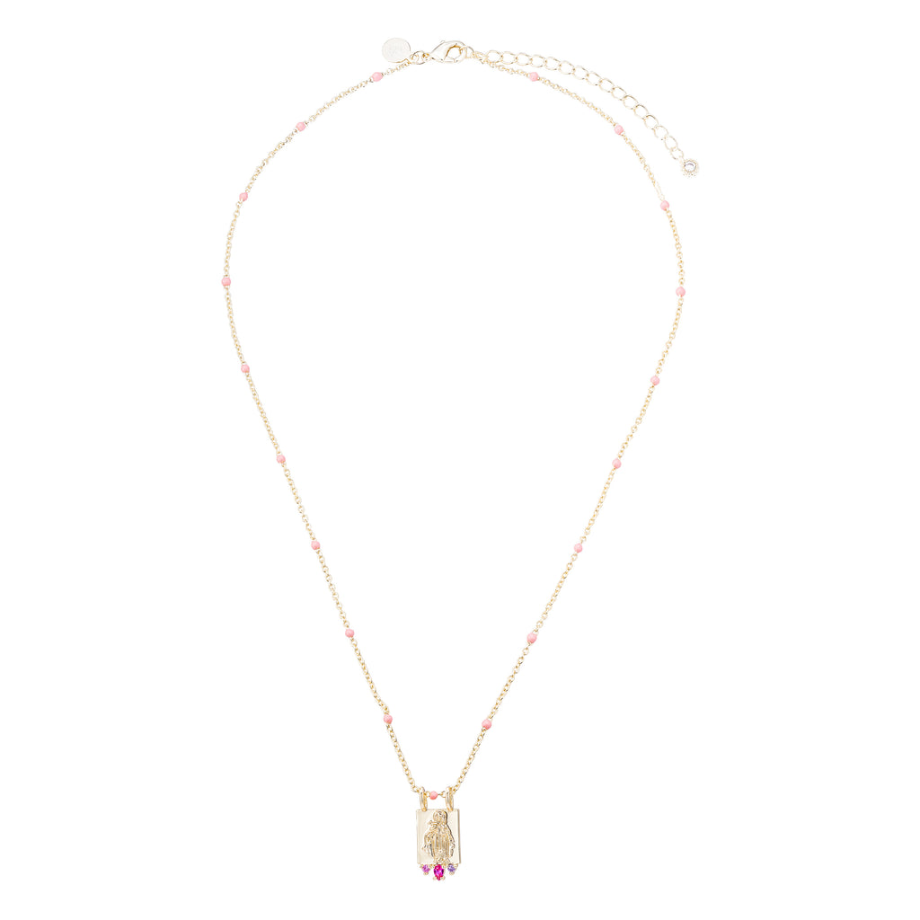 Collar Virgen Milagrosa Cluster Coral